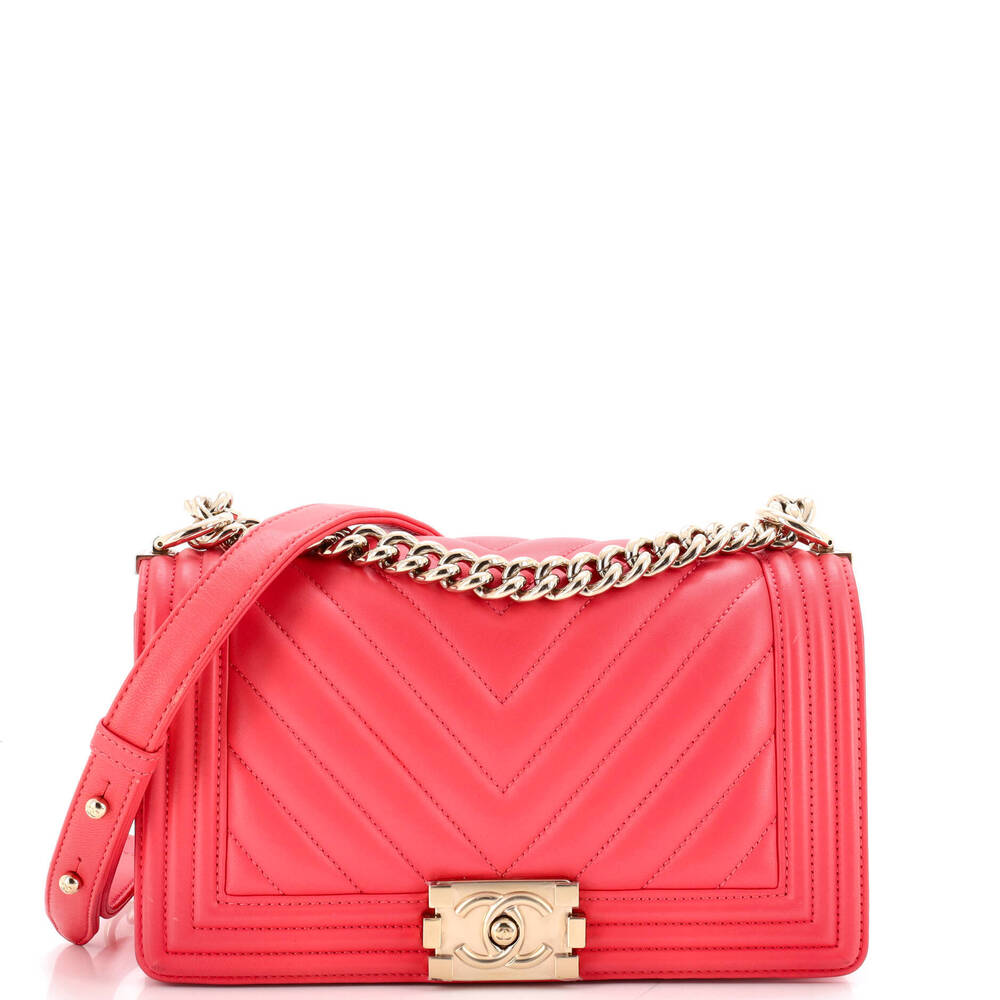 Chanel Old Medium Boy Flap Bag Chevron Calfskin